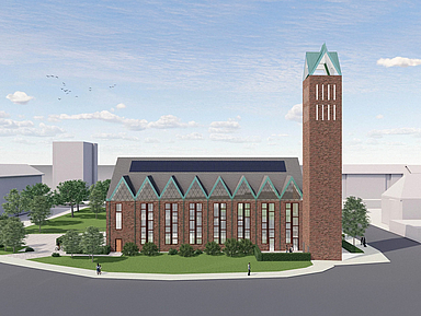 Mehr Licht: Die Fassade der Christuskirche in Hanau soll mit Fenstern durchbrochen werden. Unser Foto zeigt eine Visualisierung der zukünftigen Außenansicht. Mehr Licht: Die Fassade der Christuskirche in Hanau soll mit Fenstern durchbrochen werden. Unser Foto zeigt eine Visualisierung der zukünftigen Außenansicht.