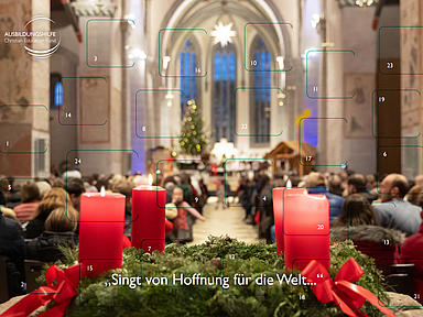 Auf dem Adventskalender der Ausbildungshilfe ist die Stiftskirche in Kaufungen im Advent abgebildet. Auf dem Adventskalender der Ausbildungshilfe ist die Stiftskirche in Kaufungen im Advent abgebildet.