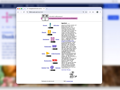 Unser Screenshot zeigt das Layout der Erstausgabe von ekkw.de im Jahr 1996. Seitdem hat sich das Erscheinungsbild mehrfach geändert. Unser Screenshot zeigt das Layout der Erstausgabe von ekkw.de im Jahr 1996. Seitdem hat sich das Erscheinungsbild mehrfach geändert.