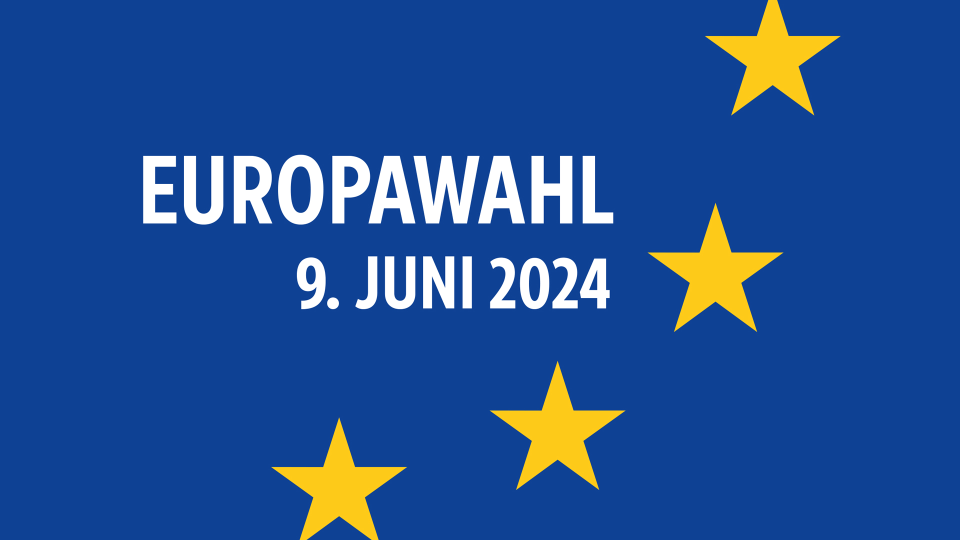 Grafik mit einem Ausschnitt der Sterne der europäischen Flagge und der Aufschrift Europawahl - 9. Juni 2024