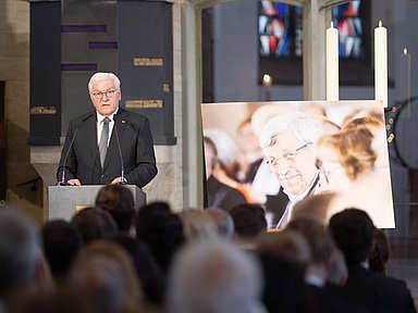 Bundespräsident Frank-Walter Steinmeier bei seiner Rede in der Kasseler Martinskirche.