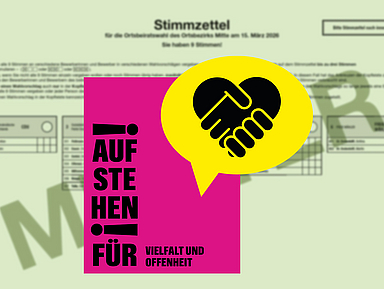 Unser Foto zeigt Motive aus der Kampagne der Kirchen zur Wahl. Dahinter ist das Muster eines Stimmzettels der Kommunalwahl zu sehen. Unser Foto zeigt Motive aus der Kampagne der Kirchen zur Wahl. Dahinter ist das Muster eines Stimmzettels der Kommunalwahl zu sehen.