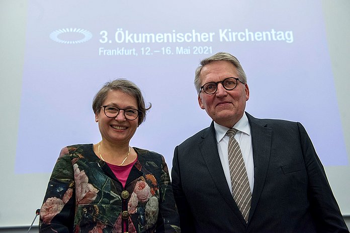 Die evangelische Präsidentin Bettina Limperg und der katholische Präsident Prof. Dr. Dr. Thomas Sternberg (Foto: Heike Lyding)