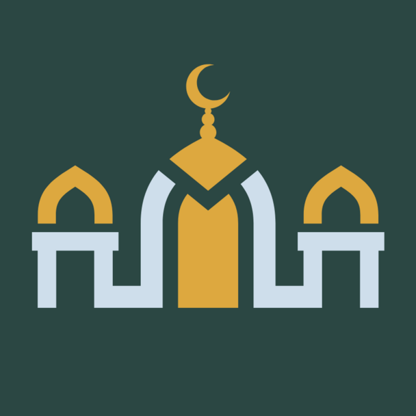 Illustration einer Moschee mit dem Gruß zum Ramadan "Ramadan Mubarak"