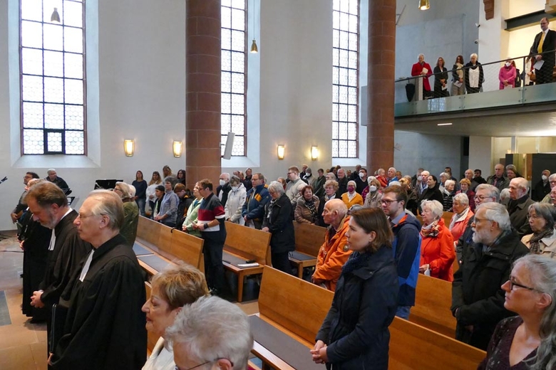 Abschlussgottesdienst im Jubiläumsprogramm der evangelischen Kirche zum 425jährigen Jubiläum der Hanauer Neustadt am 2. Oktober 2022 in der Hanauer Marienkirche. (Foto: Sascha Leonhardi)